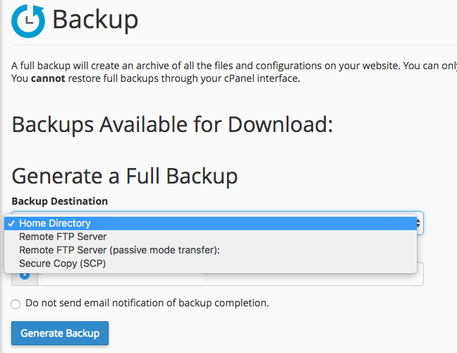 cpanel-backup-location